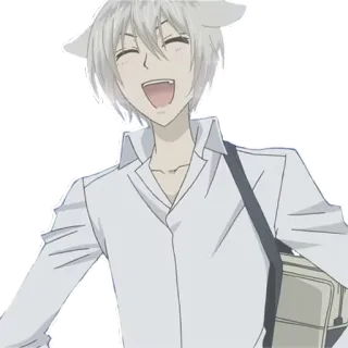 😁 Tomoe Kamisama Kiss anime, fox, kemonomimi, manga, smiling, cute, white hair telegram sticker