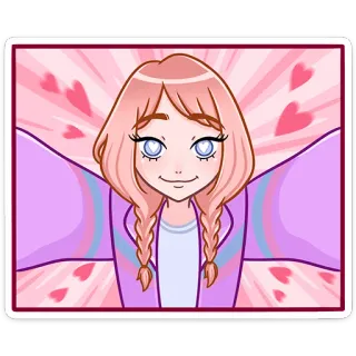 🥰 Аниме, Мультфильм, Девушка, Сердечки, Розовый, Милый telegram sticker