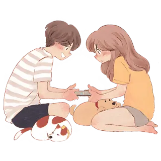 😁 kartun, pasangan, anjing, hewan, hubungan, ilustrasi telegram sticker