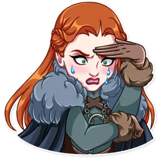 😰 Sansa Stark Game of Thrones Sansa Stark, Game of Thrones, personnage, télévision, triste, pleurs telegram sticker