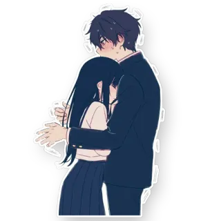 🤗 アニメ, ハグ, カップル, 愛, 制服 telegram sticker