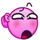 🦻 cartoon, expression, pink, funny, character, emoji telegram sticker