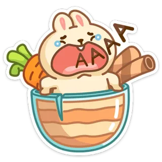 😮 AAA bunny, carrot, wafer, bowl, cute, animal, sticker telegram sticker