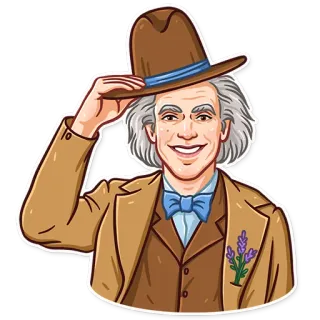 👋 man, hat, suit, bow tie, lavender, smiling telegram sticker