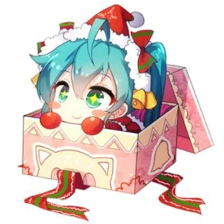 😀 animé, noël, cadeau, dessin animé, mignon, personnage, illustration whatsapp sticker