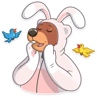 😌 oso, animal, disfraz de conejo, conejo, lindo, dibujos animados, mascota whatsapp sticker