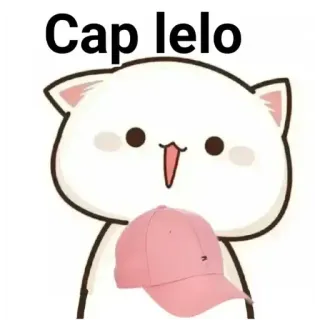 😋 Cap lelo gato, sombrero, dibujo animado, lindo, meme, gorra whatsapp sticker
