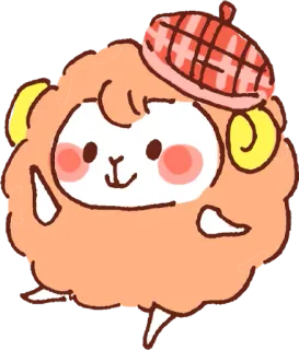😇 owca, kreskówka, zwierzę, słodki, beret telegram sticker