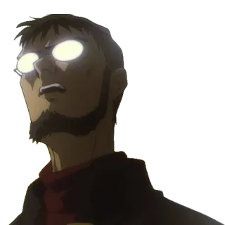 😶 Gendo Ikari Neon Genesis Evangelion anime, evangelion, gendo ikari, serious, glow, glasses telegram sticker