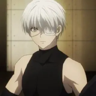 🔥 Ken Kaneki Tokyo Ghoul 애니메이션, 만화, 흰머리, 안대, 구울, 캐릭터 telegram sticker