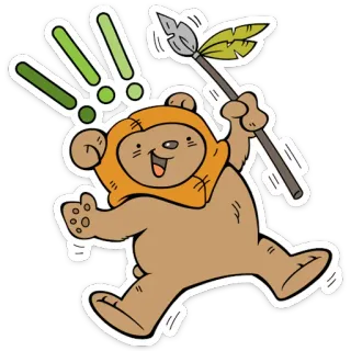 ☺️ Wicket W. Warrick Star Wars ewok, star wars, wicket, dessin animé, fantaisie, lance, yub nub telegram sticker
