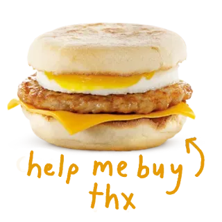 🍔 hope morning thx comida, café da manhã, mcmuffin, ovo, queijo, salsicha, sanduíche whatsapp sticker