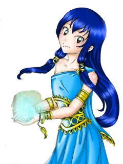 😁 Anime, Mädchen, blaue Haare, Fantasy, Magie, Kleid telegram sticker