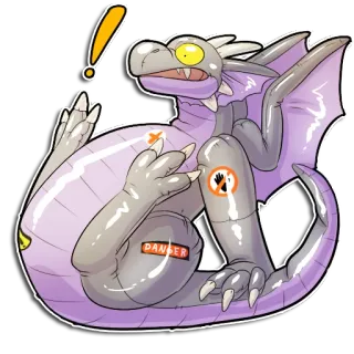 😱 DANGER dragon, inflatable, danger, sticker, cartoon telegram sticker