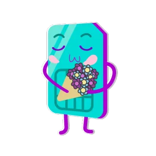 🌸 kartu SIM, bunga, kartun, imut, teknologi whatsapp sticker