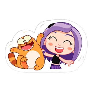 😄 kartun, kucing, gadis, bahagia, imut telegram sticker