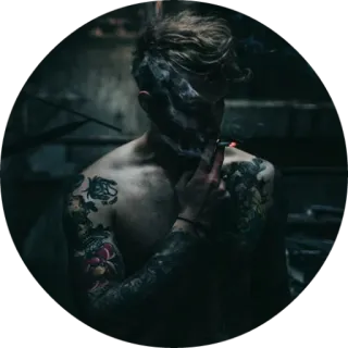 🚬 man, tattoo, cigarette, smoking, male, tobacco telegram sticker