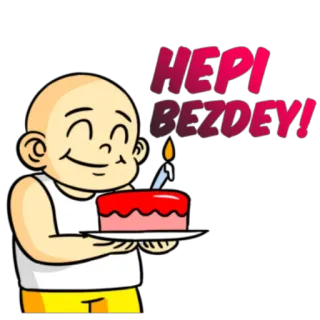 🛩 HEPI BEZDEY! happy birthday, cake, celebration, cartoon telegram sticker