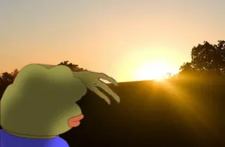 ✨ Pepe the Frog Pepe, rana, atardecer, meme, dibujo animado telegram sticker