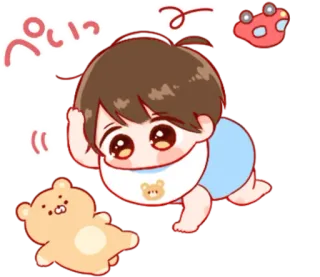 🎭 ぺいっ fofo, bebê, kawaii, urso, desenho animado whatsapp sticker