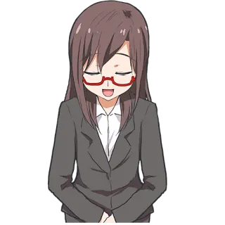 😌 Anime, Garota, Escritório, Secretária, Óculos, Reverência telegram sticker