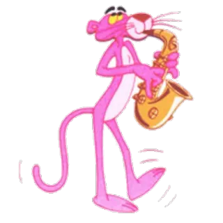 🎷 Pink Panther cartoon, pink panther, saxophone, music, animation telegram sticker