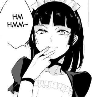 😏 HM HMM~ Empregada, Anime, Mangá, Sorriso irônico, Fofo telegram sticker