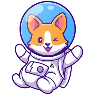 😉 корги, собака, астронавт, космос, милый, животное, мультфильм telegram sticker