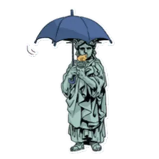 🗽 Statue de la Liberté, Parapluie, Donut, Dessin animé, New York, Symbole telegram sticker
