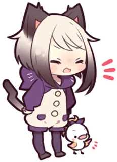 😠 Anime, Kawaii, Oreilles de chat, Chibi, Dessin animé whatsapp sticker