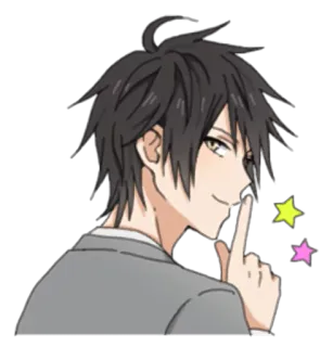 🤐 Anime, Hoạt hình, Nhân vật, Đàn ông, Ngón tay, Cử chỉ, Sao telegram sticker