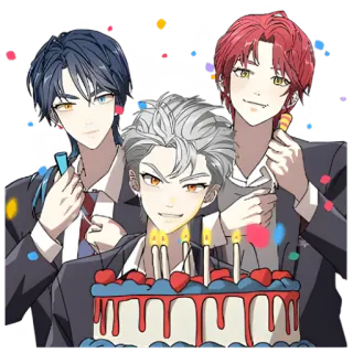 🎉 Anime, Celebración, Cumpleaños, Pastel, Amigos, Confeti telegram sticker