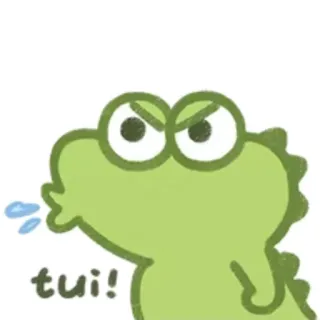 😪 tui! crocodile, cartoon, animal, green, cute, expression, spit, angry telegram sticker