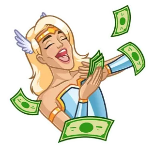 🤑 dinheiro, grana, rica, mulher, loira, sorrindo, celebração telegram sticker