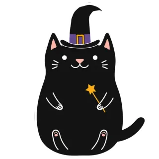 😲 kot, wiedźma, halloween, magia, słodki, czarodziej, zwierzę telegram sticker