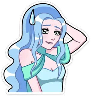😅 mulher, cabelo azul, desenho animado, personagem, adesivo whatsapp sticker