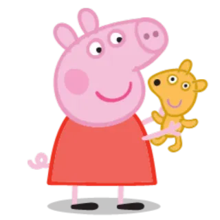 🐻 Peppa Pig kreskówka, świnia, Peppa, pluszowy miś, animowany telegram sticker