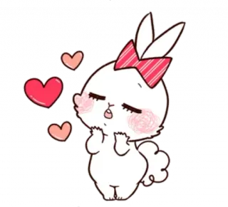 ❤️ lapin, mignon, kawaii, cœur, dessin animé, autocollant whatsapp sticker