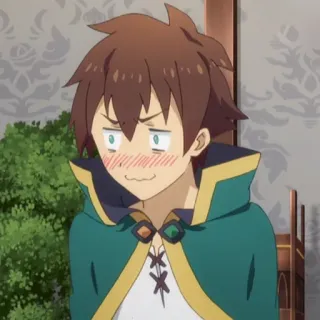 🛡 Kazuma Konosuba 动漫, 难为情, 脸红, 男性, 角色 telegram sticker