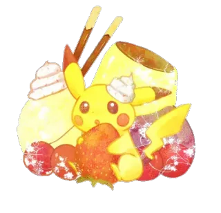 💛 Pikachu Pikachu, Dessert, Kawaii, Schattig, Pokemon, Eten telegram sticker