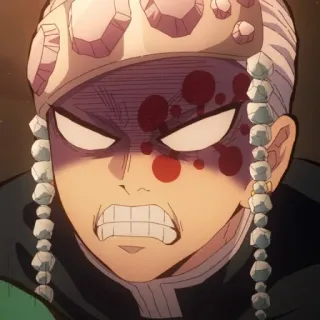 💎 Tengen Uzui Demon Slayer Tengen Uzui, Demon Slayer, Anime, Manga, Enojado, Sangre, Pelea telegram sticker
