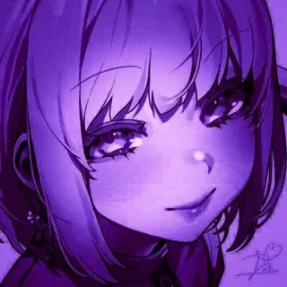 💜 Аниме девушка, Фиолетовый, Милый, Портрет, Иллюстрация, Иллюстрация whatsapp sticker