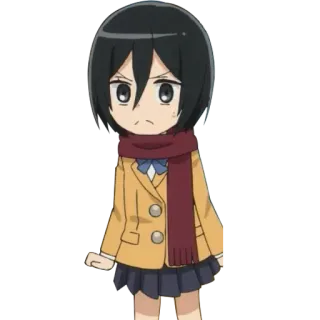 😕 Mikasa Ackerman Attack on Titan อนิเมะ, จิบิ, ผู้หญิง, มิคาสะ แอคเคอร์แมน, ผ่าพิภพไททัน, การ์ตูน, แอนิเมชัน telegram sticker