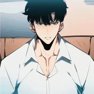 🧬 anime, man, character, male, shirt, sitting telegram sticker