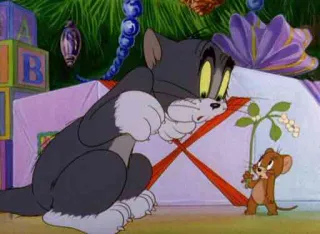 🌺 Tom and Jerry gatto, topo, cartoni animati, natale, regali telegram sticker