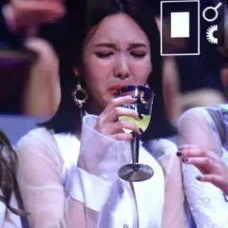 🥛 woman, drinking, wine glass, tears, crying telegram sticker