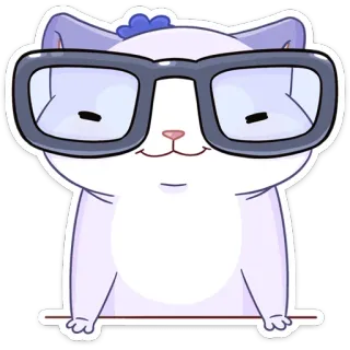 🤓 cat, glasses, cute, sticker, animal, nerd whatsapp sticker