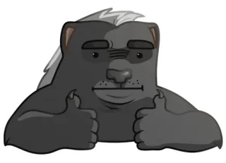 👍 ratel, pouce levé, animal, dessin animé, approbation, positif whatsapp sticker