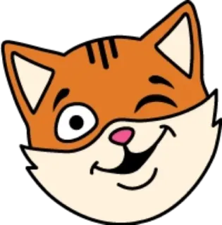 😉 chat, clin d'oeil, dessin animé, animal, orange, mignon telegram sticker