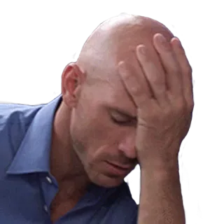 😓 Johnny Sins มีม, หัวล้าน, หงุดหงิด, เศร้า, เอามือกุมหน้า, ผู้ชาย telegram sticker